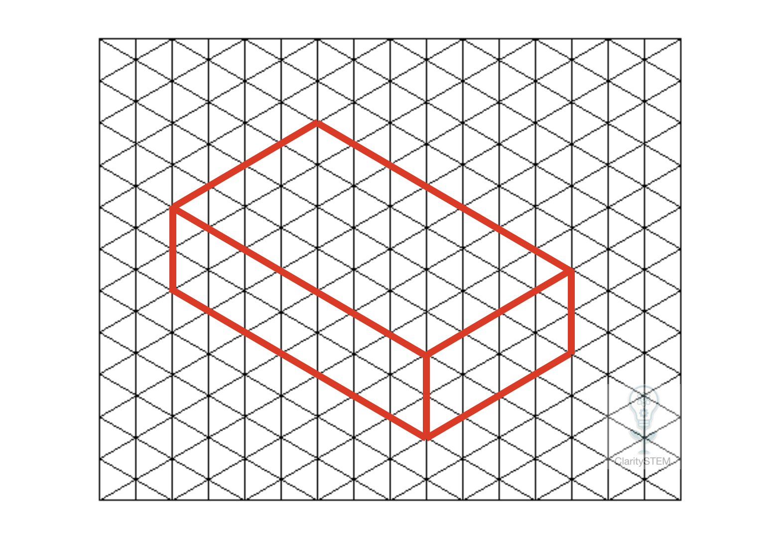 A cuboid drawn on isometric paper